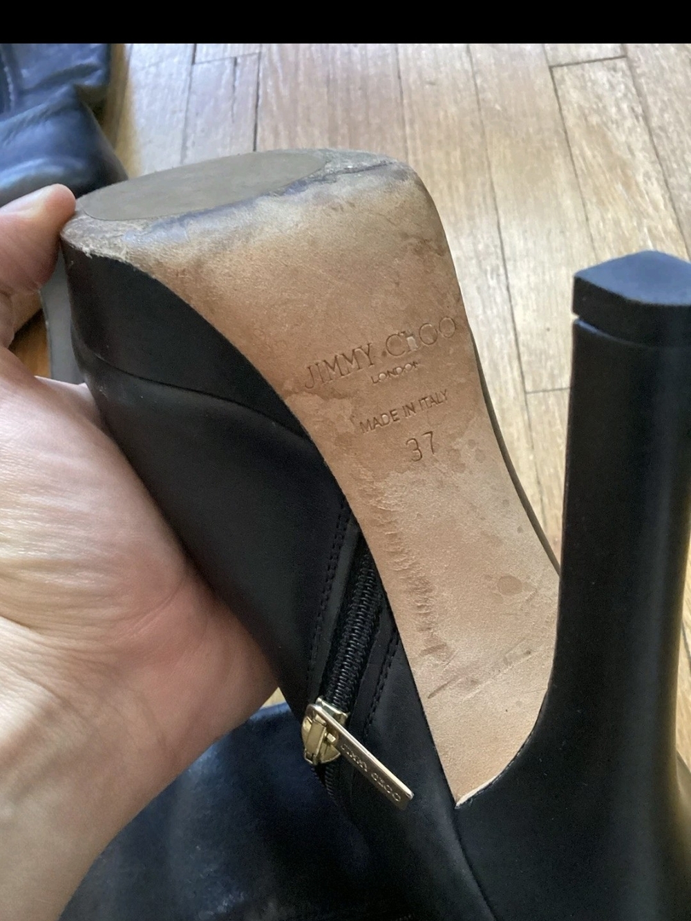 Luxe Jimmy Choo Ladies Size 7/37 Solid Black Thigh Length Boots,Italy,MINT - Picture 6 of 6